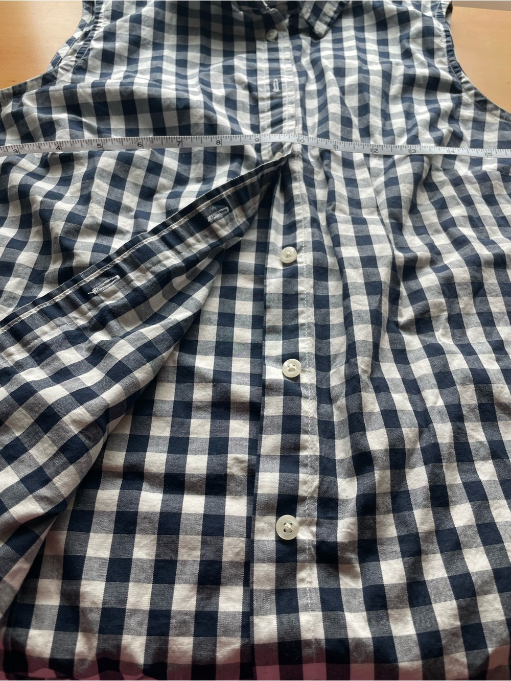 J. Crew Navy and White Gingham Sleeveless Button-Up - Picture 5 of 5